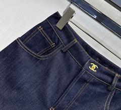Embroidered Backpack Button Denim Shorts