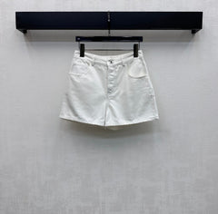 Embroidered Backpack Button Denim Shorts