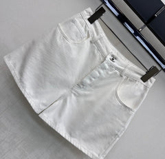 Embroidered Backpack Button Denim Shorts
