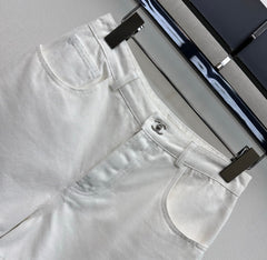Embroidered Backpack Button Denim Shorts