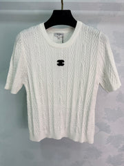 Embroidered Knit Short-Sleeve T-Shirt