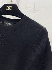Floral-Embroidered Crew-Neck Knit Sweater