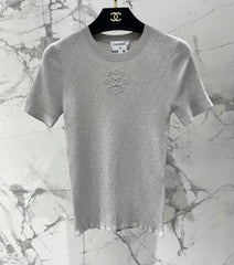Floral-Embroidered Crew-Neck Knit Sweater