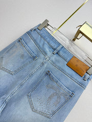 Straight-leg denim trousers