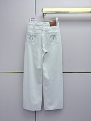 Straight-leg denim trousers