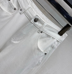 Rhinestone-Embellished Straight-Leg Denim Trousers