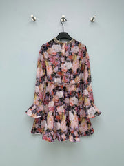 Waist-Cinching Dress with Hand-Beaded Crystal Embellished Neckline