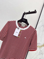 Striped Short-Sleeve Shirt with Half-Placket