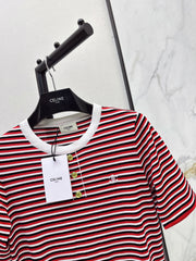 Striped Short-Sleeve Shirt with Half-Placket