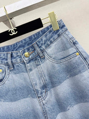 Logo-Striped Wide-Leg Denim Pants