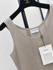 Rhinestone-Embellished Knit Vest