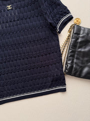 Open-Knit Short-Sleeve Top