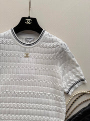 Open-Knit Short-Sleeve Top