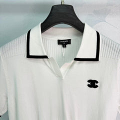 26 New White Knitted Polo Shirt