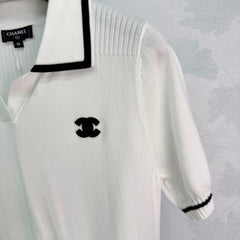 26 New White Knitted Polo Shirt