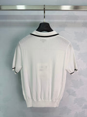 26 New White Knitted Polo Shirt