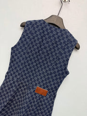 26 New Jacquard Denim Pinafore Dress