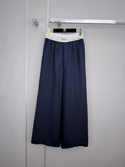 26SS New Arrival: Wide-Leg Trousers with Contrast-Color Waist Design