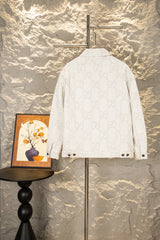 Ivory White Jacquard Denim Jacket