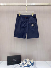 Color-blocked drawstring casual shorts