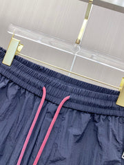 Color-blocked drawstring casual shorts