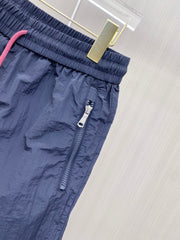 Color-blocked drawstring casual shorts