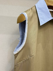 Polo collar sleeveless dress with frayed edges