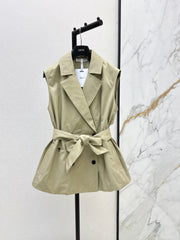 Flower bud design trench coat vest