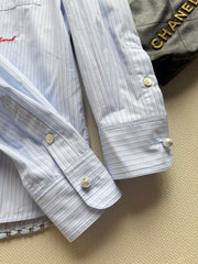 Light Blue Striped Long Shirt