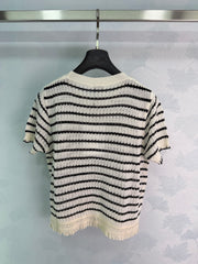 Striped Knit Short-Sleeve T-Shirt