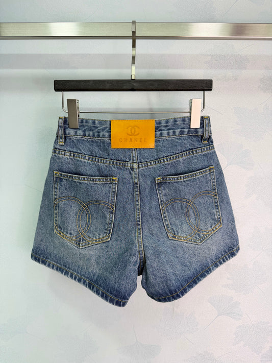 High-waisted denim shorts