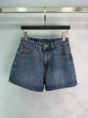 High-waisted denim shorts