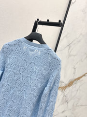 Bow-tie quilted jacquard openwork sweater