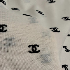 Flocked logo mesh short-sleeved T-shirt