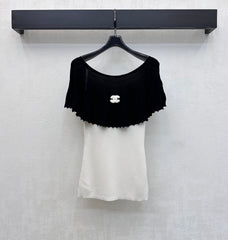 Black and white color-blocked knitwear