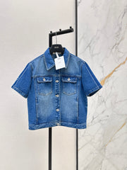 Webbing-trimmed denim set