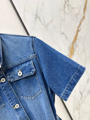 Logo webbing embellished denim dress