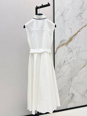 Color-blocked embroidered maxi dress