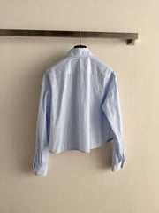 Short-sleeved blue striped shirt