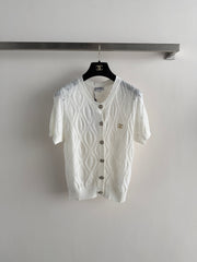 Short-Sleeve Knit Cardigan