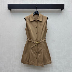 Belted Collared Dress