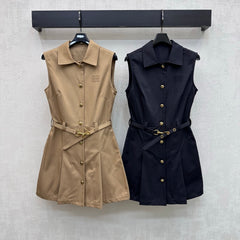 Belted Collared Dress