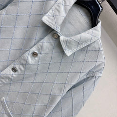 Diamond-Quilted Denim Shirt Jacket