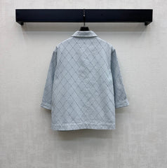 Diamond-Quilted Denim Shirt Jacket
