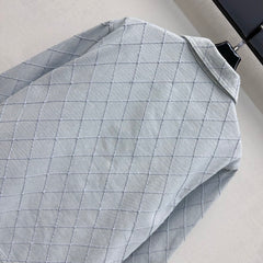Diamond-Quilted Denim Shirt Jacket
