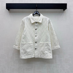 Diamond-Quilted Denim Shirt Jacket