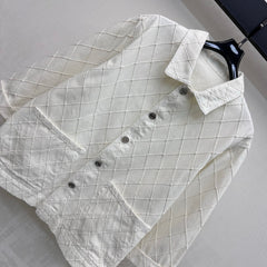 Diamond-Quilted Denim Shirt Jacket
