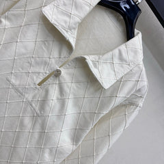 Quilted Denim Collared Top