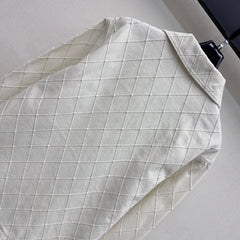 Quilted Denim Collared Top