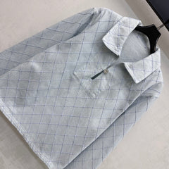 Quilted Denim Collared Top